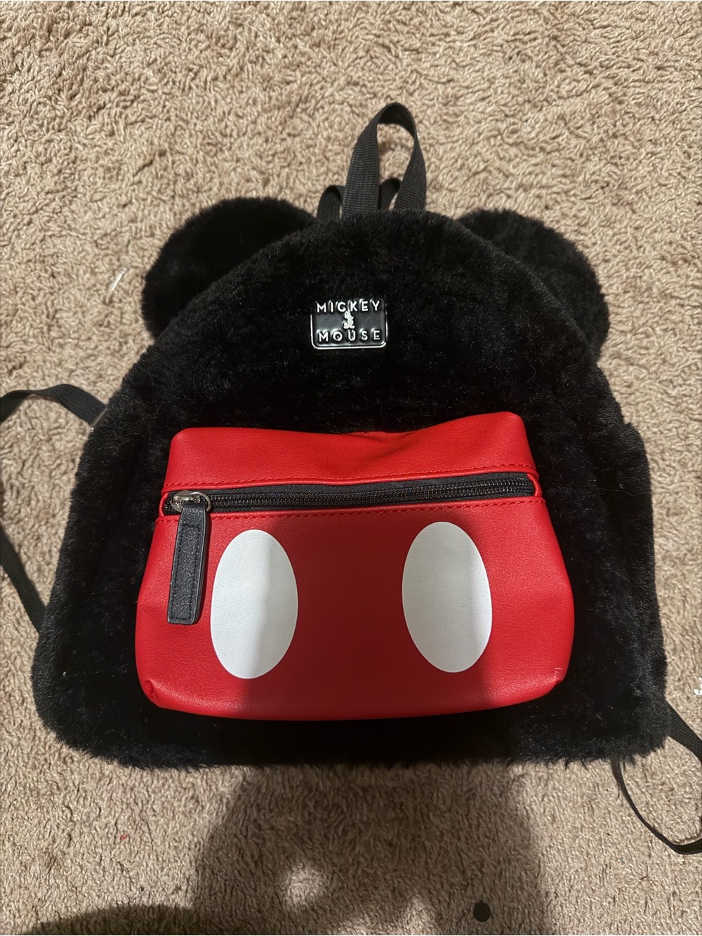 Black & Red Mickey Mouse brand Plush Backpack - Disney